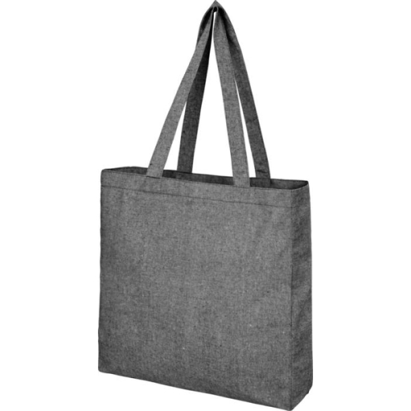 Sac coton recyclé avec soufflet - Noir chiné