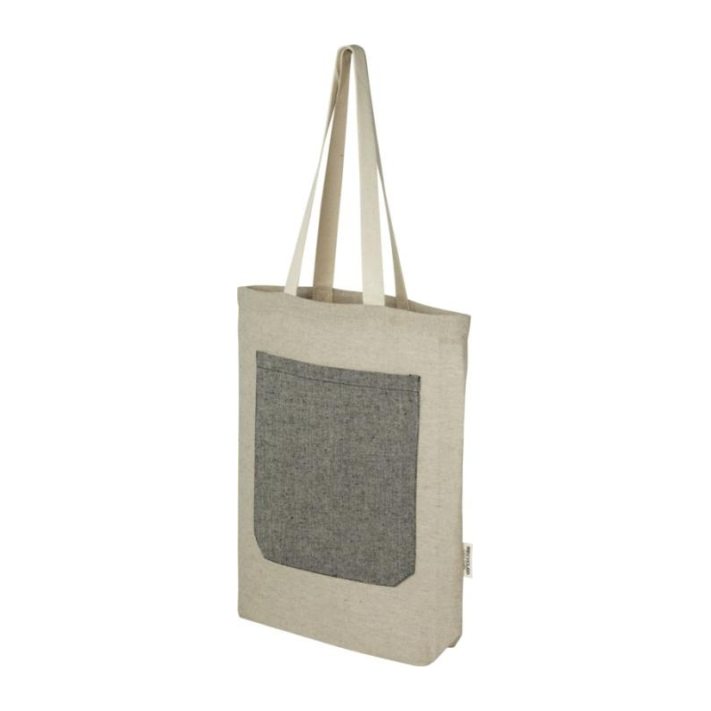 Tote bag en coton recyclé avec une poche 36x41cm - 150gr Tote bag en coton recyclé avec une poche 36x41cm - 150gr