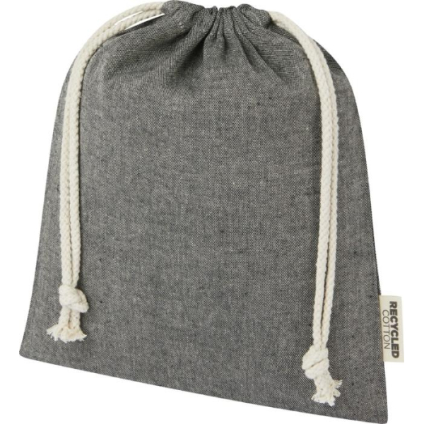 Pochon M en coton recyclé GRS - Noir chiné