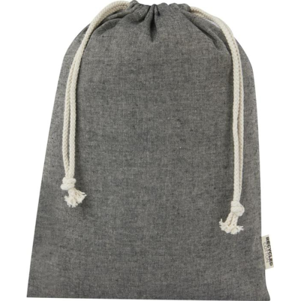 Grand pochon en coton recyclé GRS - Noir chiné