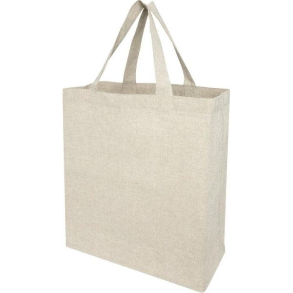 Tote bag con fuelles en materiales reciclados - crudo