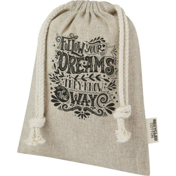 Bolsa pequeña de algodón reciclado GRS 15x20 cm - 150gr I Sacpub
