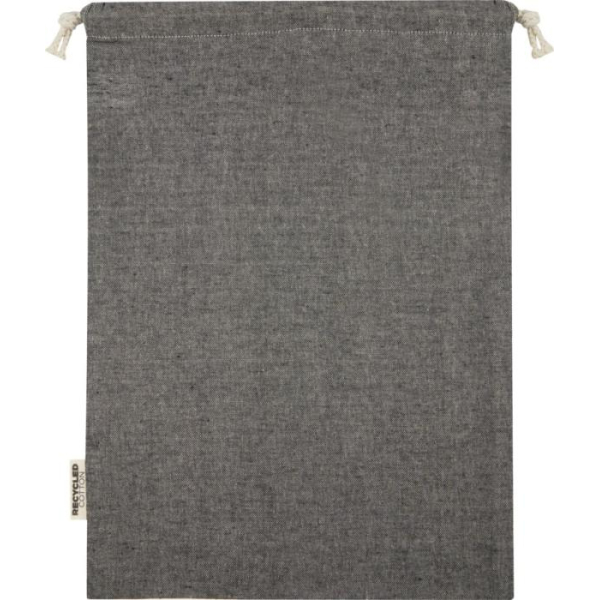 Grand pochon en coton recyclé GRS - Noir chiné
