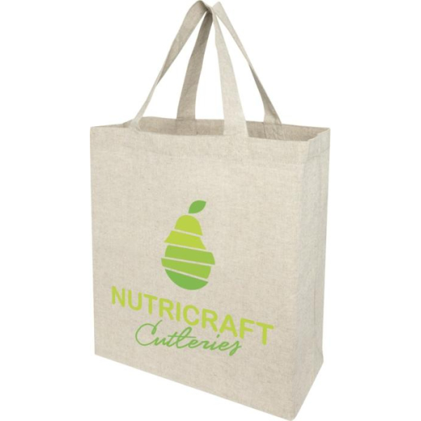 Tote bag con fuelles en materiales reciclados - crudo