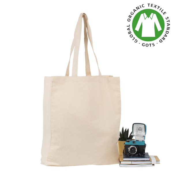 Bolsa de algodón orgánico PARIS 330 gr/m2. Tote bag de algodón orgánico 38 x 42 x 10 cm - tote bag orgánico impreso en Francia p