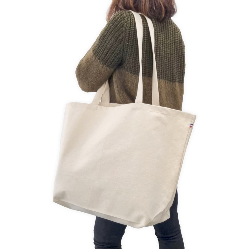 Bolsa grande de algodón ecológico 60 x 43 cm - Hecho en Francia Bolsa grande de algodón ecológico 60 x 43 cm - Hecho en Francia