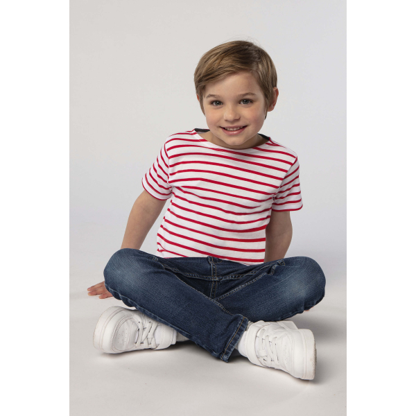 TEE-SHIRT-ENFANT-COL-ROND-RAYÉ-imprimé-en-France-par-Sacpub-spécialiste du textile publicitaire