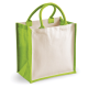 Bolsa de la compra de yute verde bicolor, personalizable en línea