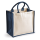 Bolsa de yute bicolor azul marino personalizable