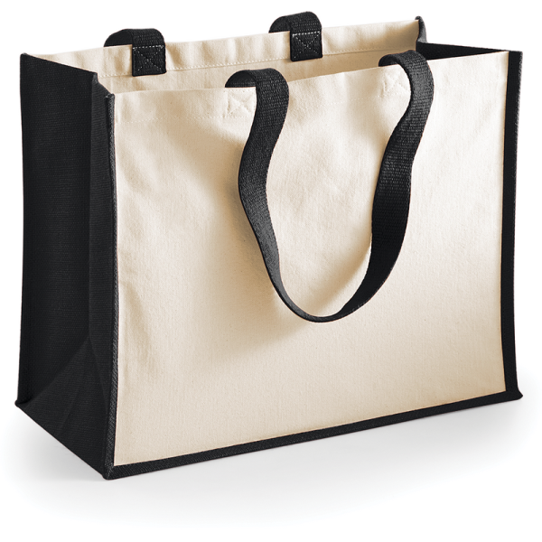Bolsa de la compra pequeña de yute con asas de colores y fuelle | Sacpub