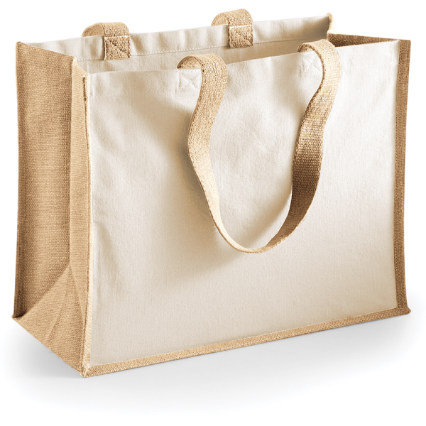 Bolsa de la compra pequeña de yute con asas de colores y fuelle | Sacpub