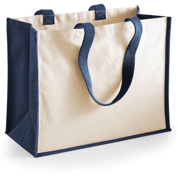 Bolsa de la compra pequeña de yute con asas de colores y fuelle | Sacpub