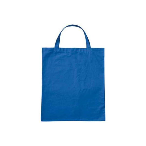 Bolsa algodón asas cortas 38x42 cm azul personalizada en Francia por Sacpub