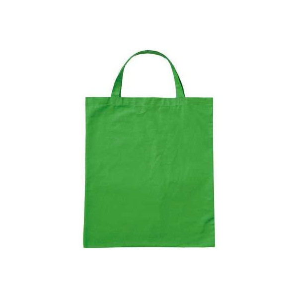 Bolsa algodón asas cortas 38x42 cm verde personalizada en Francia por Sacpub