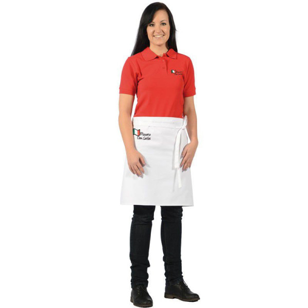 BISTROT delantal corto blanco personalizado en Francia por Sacpub expert objet pub express pas cher
