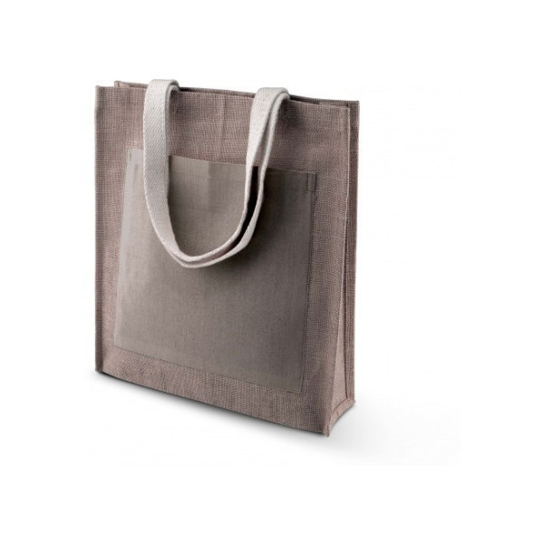Bolsa de yute personalizada con bolsillo de algodón de Sacpub bolsa de asas al por mayor promocional
