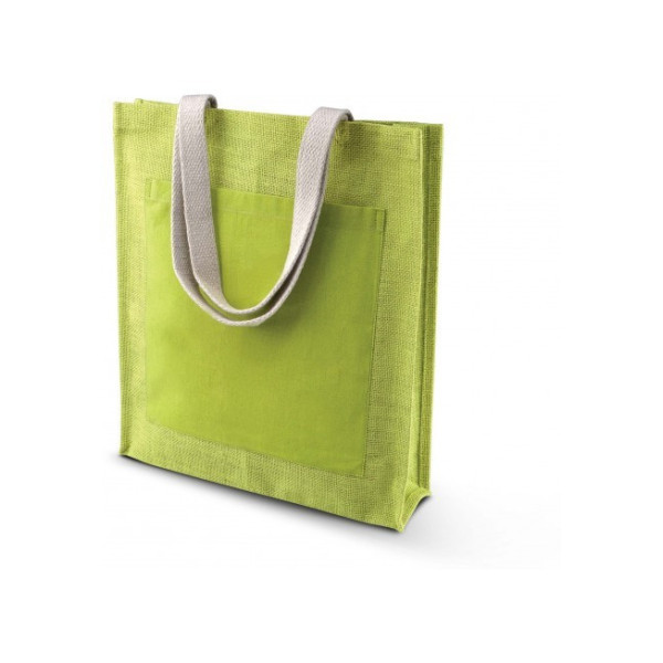 Bolsa de yute personalizada con bolsillo de algodón de Sacpub bolsa de asas al por mayor promocional