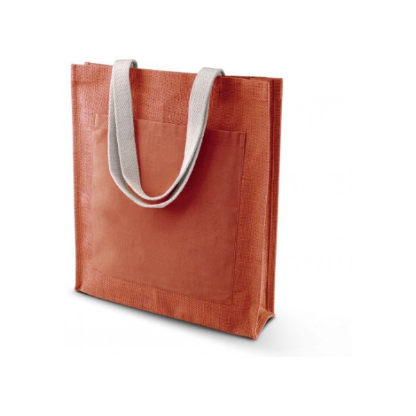 Bolsa de yute personalizada con bolsillo de algodón de Sacpub bolsa de asas al por mayor promocional