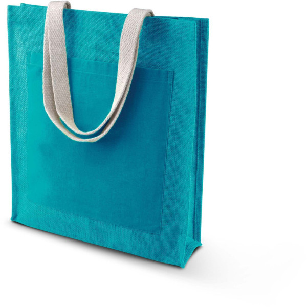 Bolsa de yute personalizada con bolsillo de algodón de Sacpub bolsa de asas al por mayor promocional