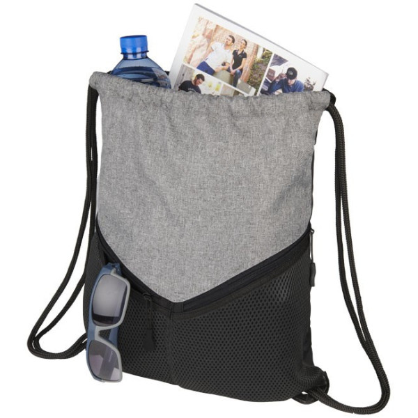 Mochila deportiva Voyager gris con cordón personalizada en Francia por Sacpub