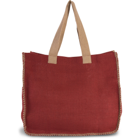 Bolsa de yute con costuras de contraste
