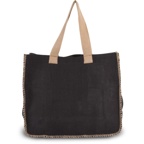 Bolsa de yute con costuras de contraste