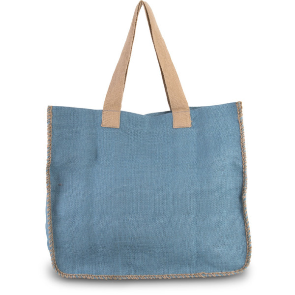 Bolsa de yute con costuras de contraste