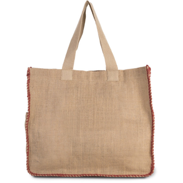 Bolsa de yute con costuras de contraste