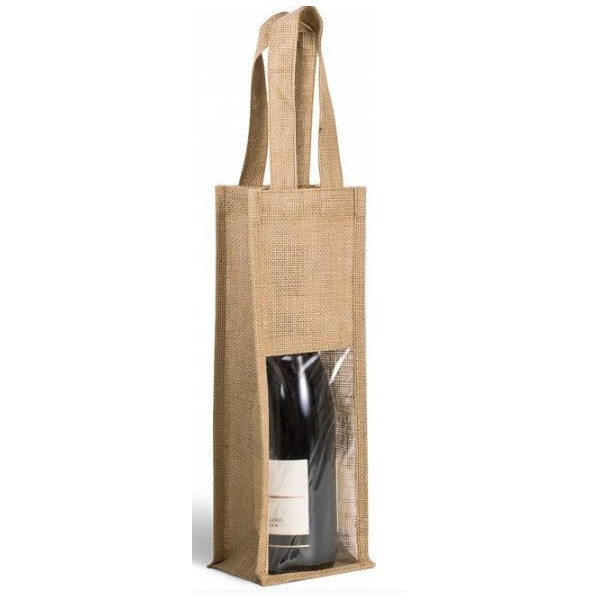 Sac porte bouteille en jute publicitaire personnalisé