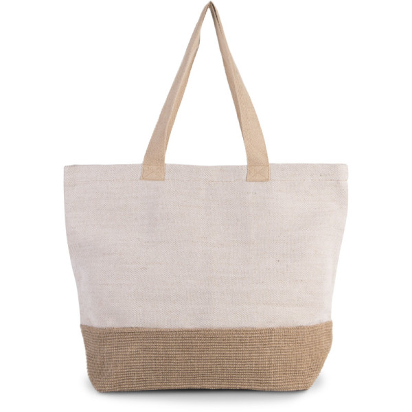 Sac de shopping fourre-tout esprit rustique-500grm2- 52 x 40 x 16 cm- en toile de coton et jute-Sacpub