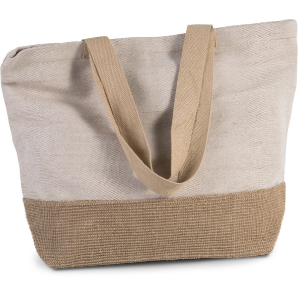 Sac de shopping fourre-tout esprit rustique-500grm2- 52 x 40 x 16 cm- en toile de coton et jute-Sacpub