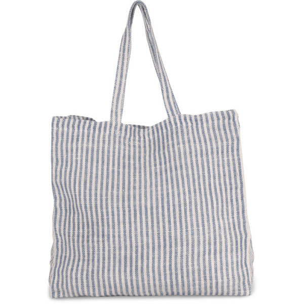 Sac shopping à rayures en coton et jute (juco)- 45 x 45 x 15 cm-370 g/m²