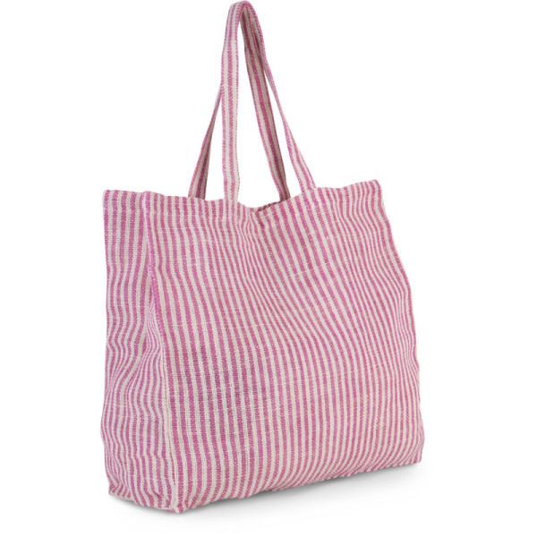 Sac shopping à rayures en coton et jute (juco)- 45 x 45 x 15 cm-370 g/m²