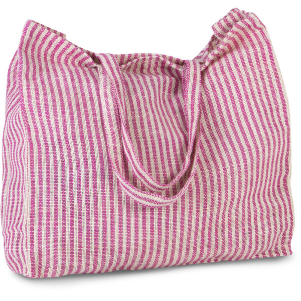 Sac shopping à rayures en coton et jute (juco)- 45 x 45 x 15 cm-300 g/m²