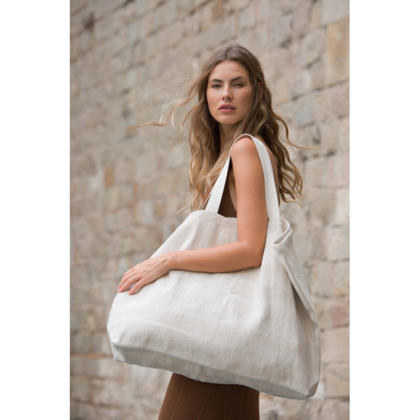 Grand sac de shopping fourre-tout esprit rustique-72x48x15 cm