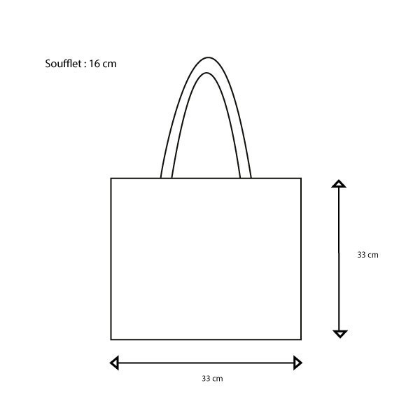 Sac coton écru soufflet 33x33 350gr imprimé en France par Sacpub