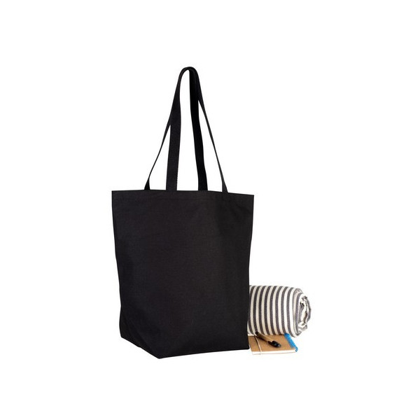 Sac coton noir soufflet 45x37 - Sacpub