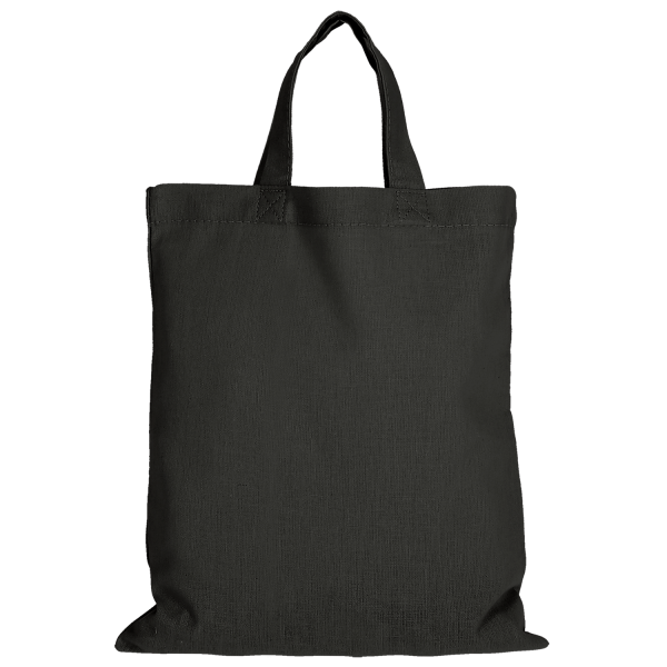 Bolsa de algodón negra Asas cortas 28x32 cm personalizada en Francia por Sacpub