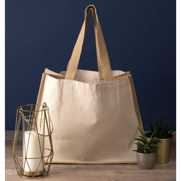 Bolsa de la compra mediana de yute de algodón 42x33 cm - Sacpub